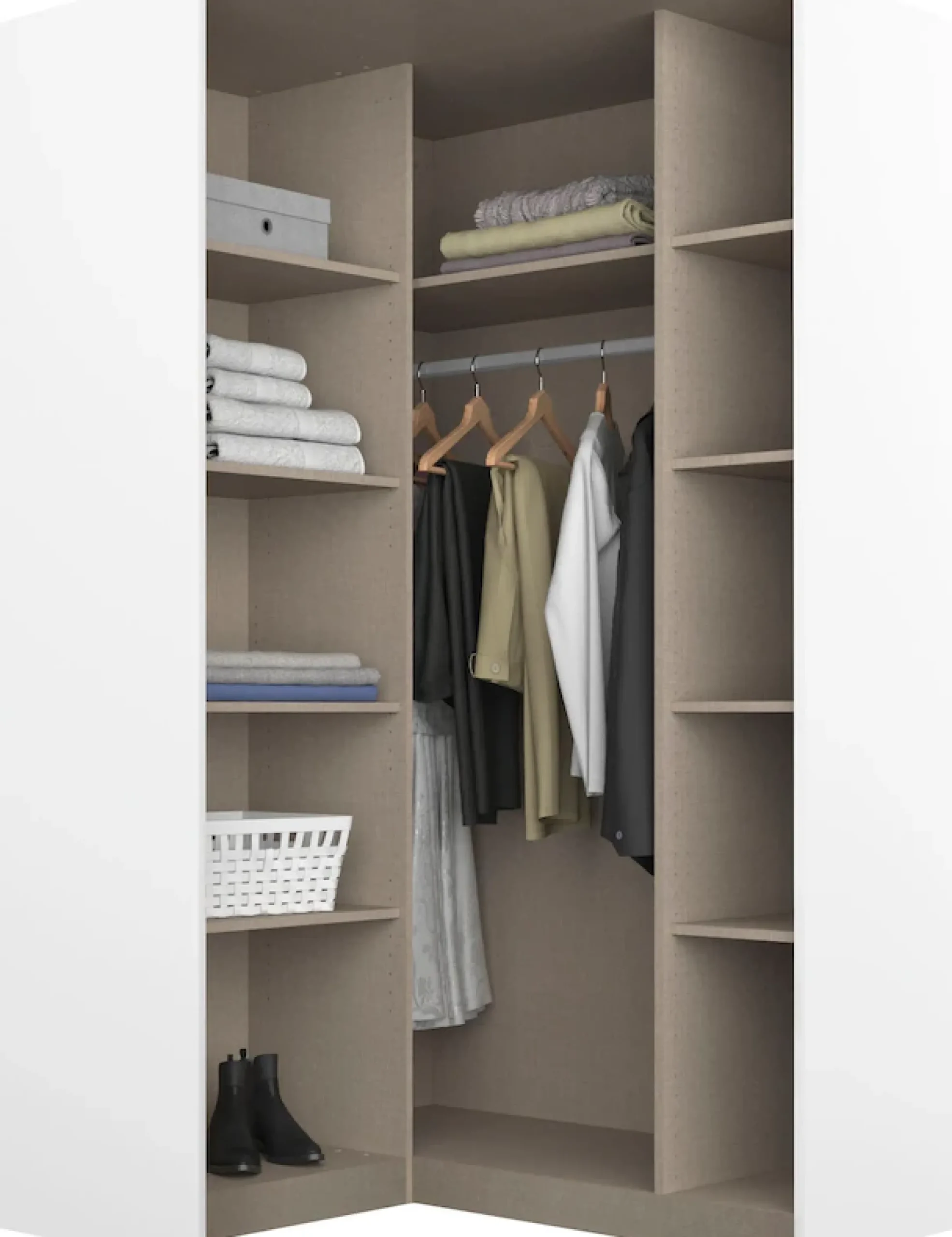 rauch Eckkleiderschrank »Kleiderschrank Schrank Eckschrank Ankleide Garderobe CELLE« Schenkelmaß: 117x117 cm, Höhe 197/210 cm,optional mit Spiegel oder Hochglanzfront MADE IN GERMANY