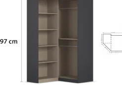 rauch Eckkleiderschrank »Kleiderschrank Schrank Garderobe Garderobenschrank Eckschrank HOMBURG« Schenkelmaß: 117x104 cm, Höhe: 197 cm,voll aufgelegter Spiegel, Vollausstattung viel Platz MADE IN GERMANY