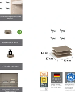 rauch Einlegeboden »Zubehör für Schränke der Serie MINOSA Schranktiefe 41 cm« 2er-Set Breite 43 cm, Tiefe 37 cm