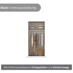rauch Kleiderschrank »Drehtürenschrank Schrank Garderobe Ankleide Schlafzimmer LAGOA« 3 verschiedene Ausstattungen BASIC/CLASSIC/PREMIUM (inkl. SOFT-CLOSE),moderne Kantengriffe aus Metall, optional mit Aufsatz MADE IN GERMANY