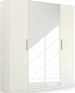 rauch Kleiderschrank »Drehtürenschrank Schrank Garderobe Ankleide SKANDI BY QUADRA SPIN« Breiten: 181/226/271 cm, Höhe 210 cm,im Landhaus-Stil mit Massivholzgriffen, vollflächige SpiegeltÜren