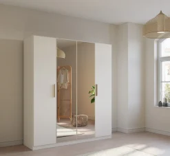 rauch Kleiderschrank »Drehtürenschrank Schrank Garderobe Ankleide SKANDI BY QUADRA SPIN« Breiten: 181/226/271 cm, Höhe 210 cm,im Landhaus-Stil mit Massivholzgriffen, vollflächige SpiegeltÜren