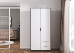 rauch Kleiderschrank »Drehtürenschrank Schrank Garderobe Ankleide Schlafzimmer LAGOA« 3 verschiedene Ausstattungen BASIC/CLASSIC/PREMIUM (inkl. SOFT-CLOSE),mit geräumigen Schubladen, optional mit Aufsatz MADE IN GERMANY