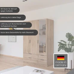 rauch Kleiderschrank »Drehtürenschrank Schrank Garderobe Ankleide Schlafzimmer LAGOA« 3 verschiedene Ausstattungen BASIC/CLASSIC/PREMIUM (inkl. SOFT-CLOSE),mit geräumigen Schubladen, optional mit Aufsatz MADE IN GERMANY