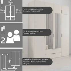 rauch Kleiderschrank »Drehtürenschrank Schrank Garderobe Ankleide Schlafzimmer LAGOA« 3 verschiedene Ausstattungen BASIC/CLASSIC/PREMIUM (inkl. SOFT-CLOSE),mit geräumigen Schubladen, optional mit Aufsatz MADE IN GERMANY