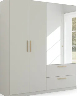 rauch Kleiderschrank »Drehtürenschrank Schrank Garderobe Ankleide SKANDI BY QUADRA SPIN« Breiten: 181/226/271 cm, Höhe 210 cm,im Landhaus-Stil mit Massivholzgriffen, mit Schubladen und Spiegel