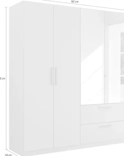 rauch Kleiderschrank »Drehtürenschrank Schrank Garderobe Ankleide SKANDI BY QUADRA SPIN« Breiten: 181/226/271 cm, Höhe 210 cm,im Landhaus-Stil mit Massivholzgriffen, mit Schubladen und Spiegel