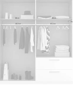 rauch Kleiderschrank »Drehtürenschrank Schrank Garderobe Ankleide SKANDI BY QUADRA SPIN« Breiten: 181/226/271 cm, Höhe 210 cm,im Landhaus-Stil mit Massivholzgriffen, mit Schubladen und Spiegel