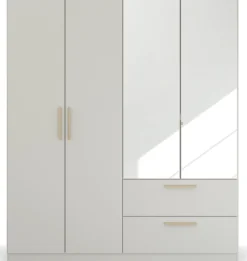 rauch Kleiderschrank »Drehtürenschrank Schrank Garderobe Ankleide SKANDI BY QUADRA SPIN« Breiten: 181/226/271 cm, Höhe 210 cm,im Landhaus-Stil mit Massivholzgriffen, mit Schubladen und Spiegel