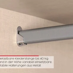 rauch Kleiderschrank »Drehtürenschrank Schrank Garderobe Wäscheschrank KONA« Breiten 251/301 cm, Höhe 223 cm, Tiefe 61 cm,Glasauflage, Massivholz-Absetzung, SOFT-CLOSE-FUNKTION MADE IN GERMANY