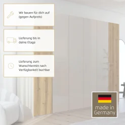 rauch Kleiderschrank »Drehtürenschrank Schrank Garderobe Wäscheschrank KONA« Breiten 251/301 cm, Höhe 223 cm, Tiefe 61 cm,Glasauflage, Massivholz-Absetzung, SOFT-CLOSE-FUNKTION MADE IN GERMANY