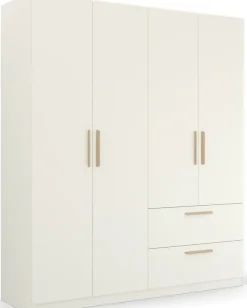 rauch Kleiderschrank »Drehtürenschrank Schrank Garderobe Ankleide SKANDI BY QUADRA SPIN« Breiten: 181/226/271 cm, Höhe 210 cm,im Landhaus-Stil mit Massivholzgriffen aus Wildeiche, mit Schubladen