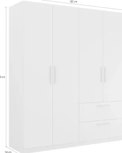 rauch Kleiderschrank »Drehtürenschrank Schrank Garderobe Ankleide SKANDI BY QUADRA SPIN« Breiten: 181/226/271 cm, Höhe 210 cm,im Landhaus-Stil mit Massivholzgriffen aus Wildeiche, mit Schubladen