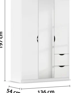 rauch Kleiderschrank »Freiham Kleiderschrank Garderobenschrank Nischenlösung« mit Spiegel und Schubkästen, Griffmulden,Schlafzimmerschrank Schrank