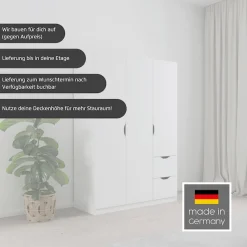 rauch Kleiderschrank »Freiham Kleiderschrank Garderobenschrank Nischenlösung« mit Spiegel und Schubkästen, Griffmulden,Schlafzimmerschrank Schrank