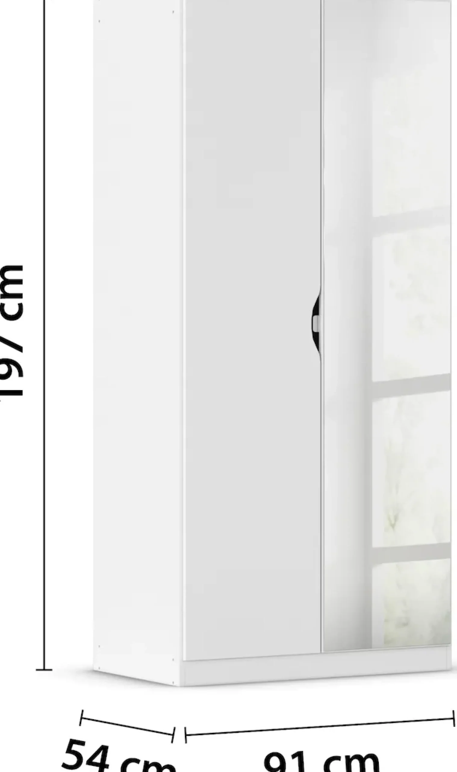 rauch Kleiderschrank »Freiham Drehtürenschrank Schrank Garderobenschrank Breite 91cm« Schlafzimmerschrank mit Spiegel und Griffmulden BESTSELLER