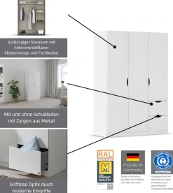 rauch Kleiderschrank »Freiham Drehtürenschrank Schrank Garderobenschrank Breite 91cm« Schlafzimmerschrank mit Spiegel und Griffmulden BESTSELLER