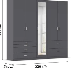 rauch Kleiderschrank »Kleiderschrank Schrank Garderobe Wäscheschrank WILDBERG« Breiten 226/271 cm, Höhen 210/229 cm,mit 6 Schubladen, obere Schublade mit Holz-Einteilung MADE IN GERMANY