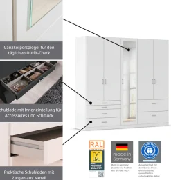 rauch Kleiderschrank »Kleiderschrank Schrank Garderobe Wäscheschrank WILDBERG« Breiten 226/271 cm, Höhen 210/229 cm,mit 6 Schubladen, obere Schublade mit Holz-Einteilung MADE IN GERMANY