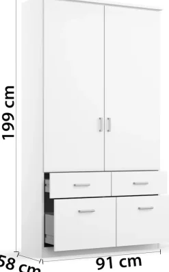 rauch Kleiderschrank »Kleiderschrank Schrank Garderobe deckenhoher Schrank BREMEN« optional mit Spiegel, Breiten: 91/136/181 cm, Höhe: 199 cm,in vielen Farbvariationen, inkl. Kranzblende MADE IN GERMANY