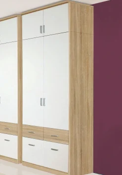 rauch Kleiderschrank »Kleiderschrank Schrank Garderobe deckenhoher Schrank BREMEN« optional mit Spiegel, Breiten: 91/136/181 cm, Höhe: 199 cm,in vielen Farbvariationen, inkl. Kranzblende MADE IN GERMANY