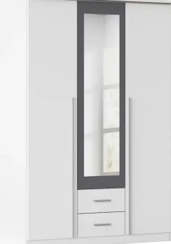 rauch Kleiderschrank »Kleiderschrank Schrank Garderobe Wäscheschrank Ankleide KREFELD« Breiten: 136/181 cm, Höhe: 199 cm,farblich abgesetzte Spiegelumrandung, Griffstangen MADE IN GERMANY