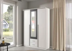 rauch Kleiderschrank »Kleiderschrank Schrank Garderobe Wäscheschrank Ankleide KREFELD« Breiten: 136/181 cm, Höhe: 199 cm,farblich abgesetzte Spiegelumrandung, Griffstangen MADE IN GERMANY