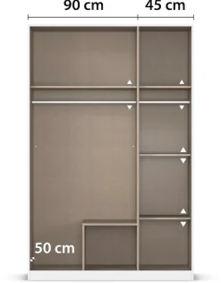 rauch Kleiderschrank »Kleiderschrank Schrank Garderobe Wäscheschrank Ankleide KREFELD« Breiten: 136/181 cm, Höhe: 199 cm,farblich abgesetzte Spiegelumrandung, Griffstangen MADE IN GERMANY
