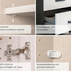 rauch Kleiderschrank »Kleiderschrank Schrank Garderobe Wäscheschrank Ankleide KREFELD« Breiten: 136/181 cm, Höhe: 199 cm,farblich abgesetzte Spiegelumrandung, Griffstangen MADE IN GERMANY