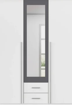 rauch Kleiderschrank »Kleiderschrank Schrank Garderobe Wäscheschrank Ankleide KREFELD« Breiten: 136/181 cm, Höhe: 199 cm,farblich abgesetzte Spiegelumrandung, Griffstangen MADE IN GERMANY