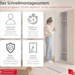 rauch Kleiderschrank »Schrank Möbel Schlafzimmer Garderobe Kinderzimmer WELTNEUHEIT ELVIK« PATENTIERTES SCHNELLMONTAGESYSTEM mit Push-to-open MADE IN GERMANY
