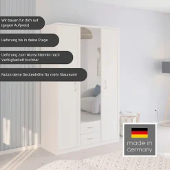 rauch Kleiderschrank »Schrank Garderobe Garderobenschrank Putzschrank Wäscheschrank TORRENT« Breiten 91/136/181 cm, Höhe 210 cm,optional Außenschubladen und Spiegel, viel Stauraum MADE IN GERMANY