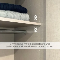 rauch Kleiderschrank »Schrank Garderobe Garderobenschrank Putzschrank Wäscheschrank TORRENT« Breiten 91/136/181 cm, Höhe 210 cm,optional Außenschubladen und Spiegel, viel Stauraum MADE IN GERMANY