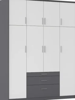 rauch Kleiderschrank »Schrank Drehtürenschrank Garderobe Ankleide Schlafzimmer HILDESHEIM« Breiten: 185/275 cm, Höhe 231 cm,oberste Schublade mit praktischer Facheinteilung MADE IN GERMANY