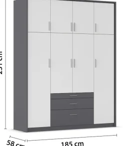 rauch Kleiderschrank »Schrank Drehtürenschrank Garderobe Ankleide Schlafzimmer HILDESHEIM« Breiten: 185/275 cm, Höhe 231 cm,oberste Schublade mit praktischer Facheinteilung MADE IN GERMANY