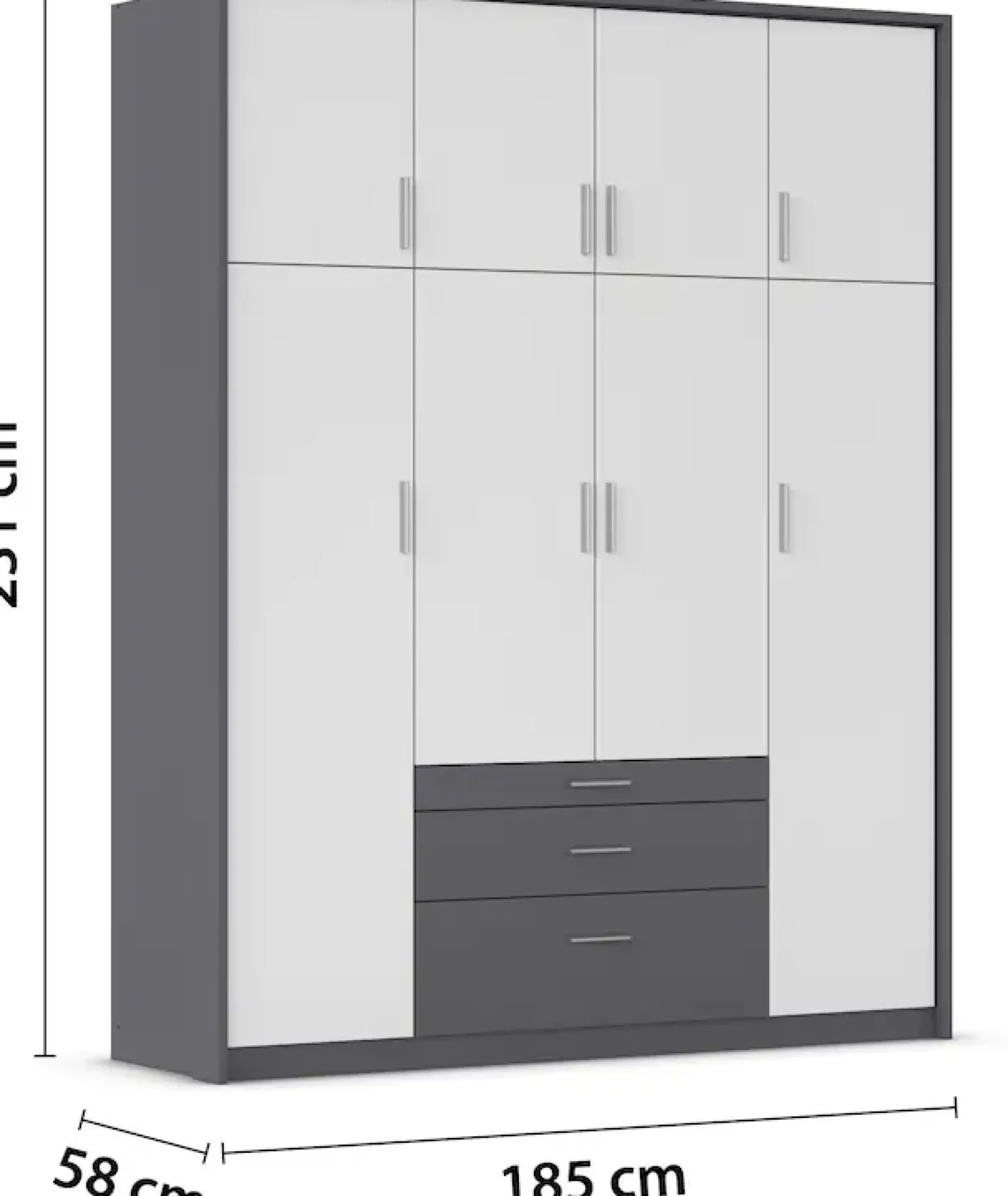 rauch Kleiderschrank »Schrank Drehtürenschrank Garderobe Ankleide Schlafzimmer HILDESHEIM« Breiten: 185/275 cm, Höhe 231 cm,oberste Schublade mit praktischer Facheinteilung MADE IN GERMANY
