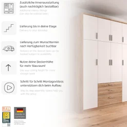 rauch Kleiderschrank »Schrank Drehtürenschrank Garderobe Ankleide Schlafzimmer HILDESHEIM« Breiten: 185/275 cm, Höhe 231 cm,oberste Schublade mit praktischer Facheinteilung MADE IN GERMANY