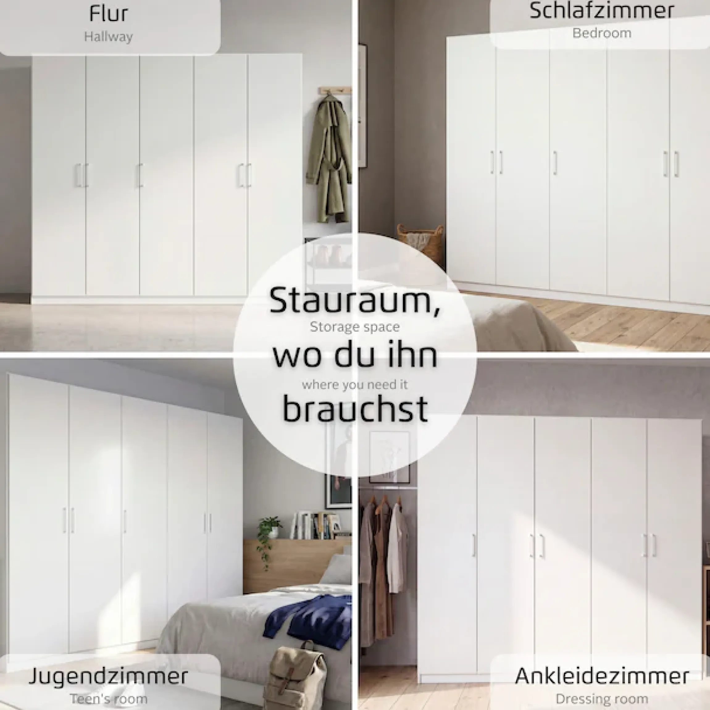 rauch Kleiderschrank »Schrank Mehrzweckschrank Garderobenschrank Schlafzimmer Möbel THOR« 3 verschiedene Ausstattungen BASIC/CLASSIC/PREMIUM (inkl. SOFT-CLOSE),mit farblich passenden, modernen Metallgriffen MADE IN GERMANY