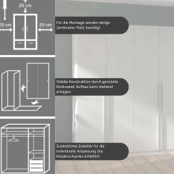 rauch Kleiderschrank »Schrank Drehtürenschrank Ankleide Garderobe Schlafzimmerschrank LORCA« Breiten: 181/271 cm, Höhe: 210 cm,mit langen Griffstangen, elegante Hochglanz-Front MADE IN GERMANY