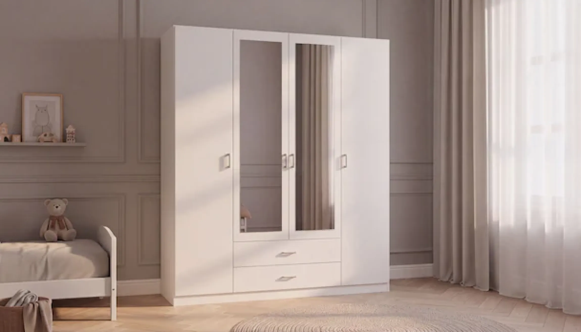 rauch Kleiderschrank »Schrank Garderobe Ankleide GAMMA Breiten 181/271 cm« in 3 Ausstattungen BASIC/CLASSIC/PREMIUM (inkl. SOFT-CLOSE-Funktion),mit Spiegel TOPSELLER MADE IN GERMANY