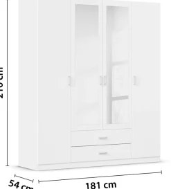 rauch Kleiderschrank »Schrank Garderobe Ankleide GAMMA Breiten 181/271 cm« in 3 Ausstattungen BASIC/CLASSIC/PREMIUM (inkl. SOFT-CLOSE-Funktion),mit Spiegel TOPSELLER MADE IN GERMANY