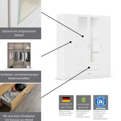 rauch Kleiderschrank »Schrank Garderobe Ankleide GAMMA Breiten 181/271 cm« in 3 Ausstattungen BASIC/CLASSIC/PREMIUM (inkl. SOFT-CLOSE-Funktion),mit Spiegel TOPSELLER MADE IN GERMANY