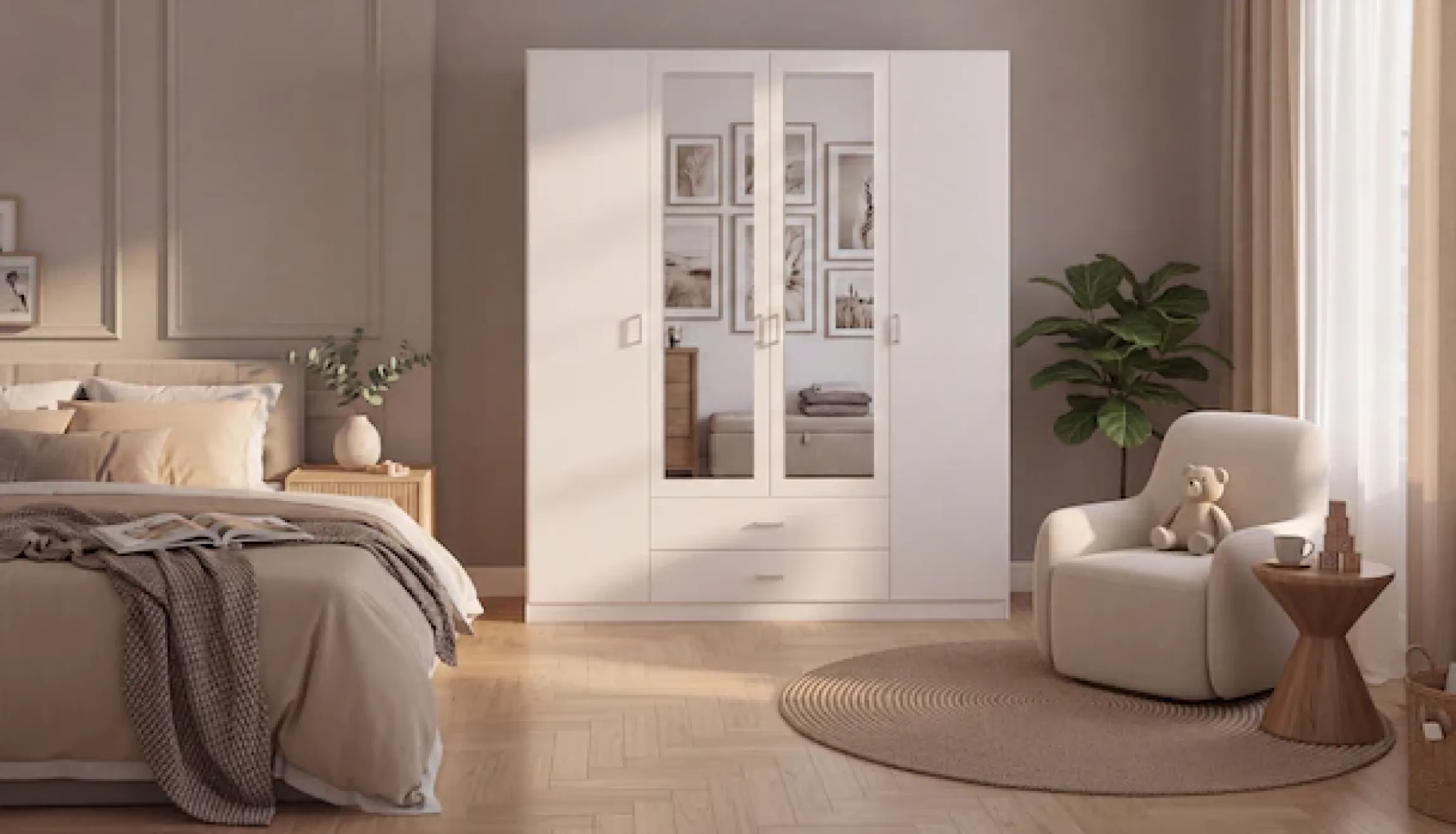 rauch Kleiderschrank »Schrank Garderobe Ankleide GAMMA Breiten 181/271 cm« in 3 Ausstattungen BASIC/CLASSIC/PREMIUM (inkl. SOFT-CLOSE-Funktion),mit Spiegel TOPSELLER MADE IN GERMANY