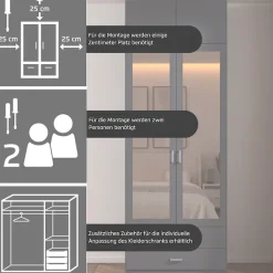 rauch Kleiderschrank »Schrank Garderobe Wäscheschrank GAMMA in 4 Breiten 91-226 cm« 3 verschiedene Ausstattungen BASIC/CLASSIC/PREMIUM (inkl. SOFT-CLOSE),mit Schubladen und Schrankaufsatz, schlichtes Design MADE IN GERMANY