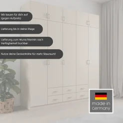 rauch Kleiderschrank »Schrank Garderobe Wäscheschrank GAMMA in 4 Breiten 91-226 cm« 3 verschiedene Ausstattungen BASIC/CLASSIC/PREMIUM (inkl. SOFT-CLOSE),mit Schubladen und Schrankaufsatz, schlichtes Design MADE IN GERMANY
