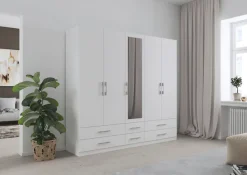 rauch Kleiderschrank »Schrank Garderobenschrank Mehrzweckschrank Schlafzimmer HERSBRUCK« 3 verschiedene Ausstattungen BASIC/CLASSIC/PREMIUM (inkl. SOFT-CLOSE),mit großzügigen Schubladen sowie Spiegeltüren MADE IN GERMANY