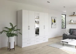 rauch Kleiderschrank »Schrank Garderobenschrank Mehrzweckschrank Schlafzimmer HERSBRUCK« 3 verschiedene Ausstattungen BASIC/CLASSIC/PREMIUM (inkl. SOFT-CLOSE),mit großzügigen Schubladen sowie Spiegeltüren MADE IN GERMANY