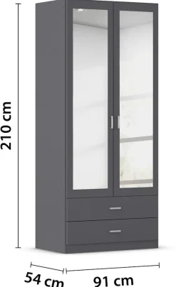 rauch Kleiderschrank »Schrank Garderobe Ankleide GAMMA Breiten 91/136/181/226/271/315/360 cm« in 3 Ausstattungen BASIC/CLASSIC/PREMIUM (inkl. SOFT-CLOSE-Funktion),verschiedene Griff-Varianten, mit Spiegel TOPSELLER MADE IN GERMANY