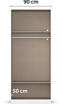 rauch Kleiderschrank »Schrank Garderobe Ankleide GAMMA Breiten 91/136/181/226/271/315/360 cm« in 3 Ausstattungen BASIC/CLASSIC/PREMIUM (inkl. SOFT-CLOSE-Funktion),verschiedene Griff-Varianten, mit Spiegel TOPSELLER MADE IN GERMANY