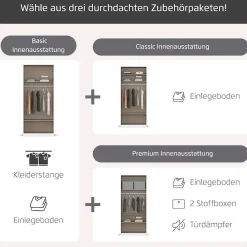 rauch Kleiderschrank »Schrank Garderobe Ankleide GAMMA Breiten 91/136/181/226/271/315/360 cm« in 3 Ausstattungen BASIC/CLASSIC/PREMIUM (inkl. SOFT-CLOSE-Funktion),verschiedene Griff-Varianten, mit Spiegel TOPSELLER MADE IN GERMANY